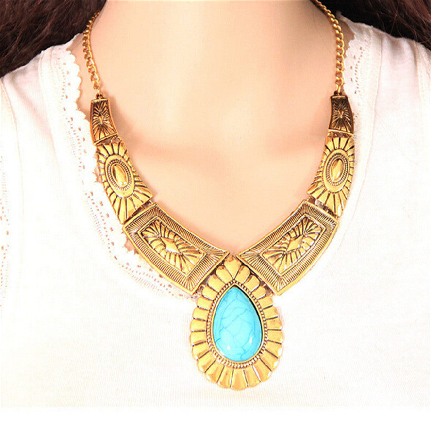 Collares de patrón de turquesa de metal al por mayor de metal